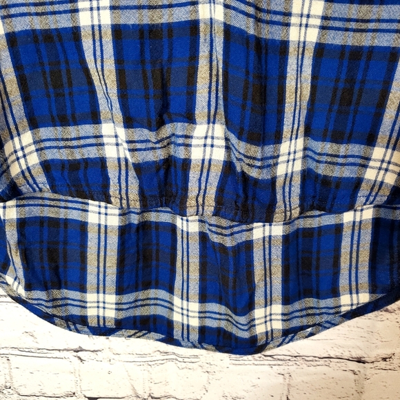 American Eagle Outfitters Blue Boyfriend Fit Flannel Long Sleeve Shirt Size M - Picture 4 of 11